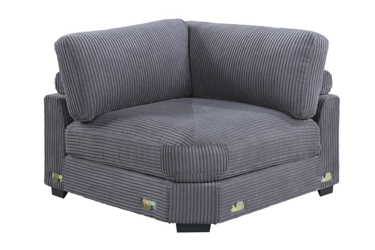 Winston 7-Piece Left-Facing Modular Sectional w/ Ottoman, Dark Gray Corduroy