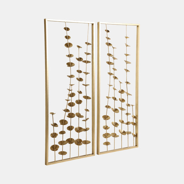 Golden Flora Metal Wall Art Set of 2, Gold