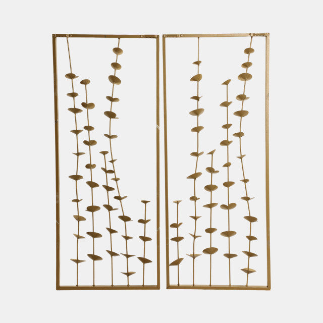 Golden Flora Metal Wall Art Set of 2, Gold