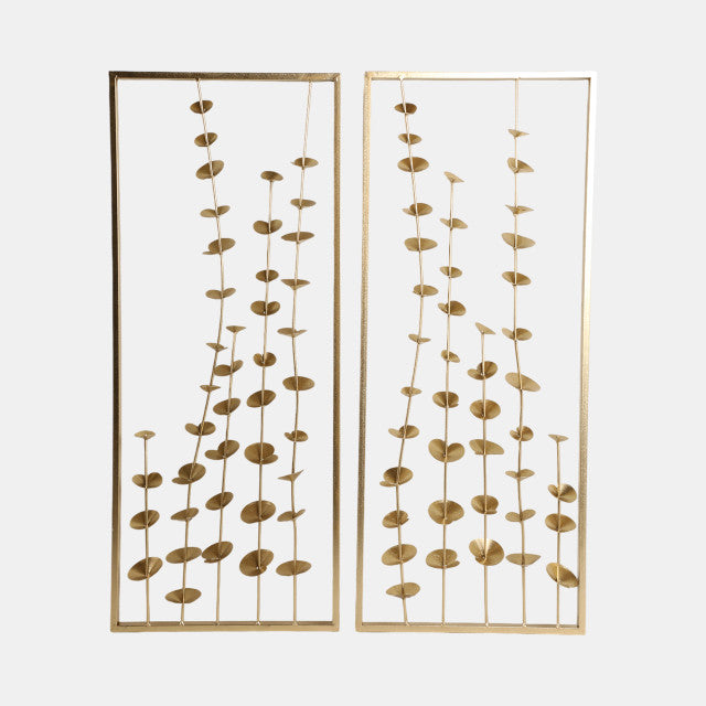 Golden Flora Metal Wall Art Set of 2, Gold
