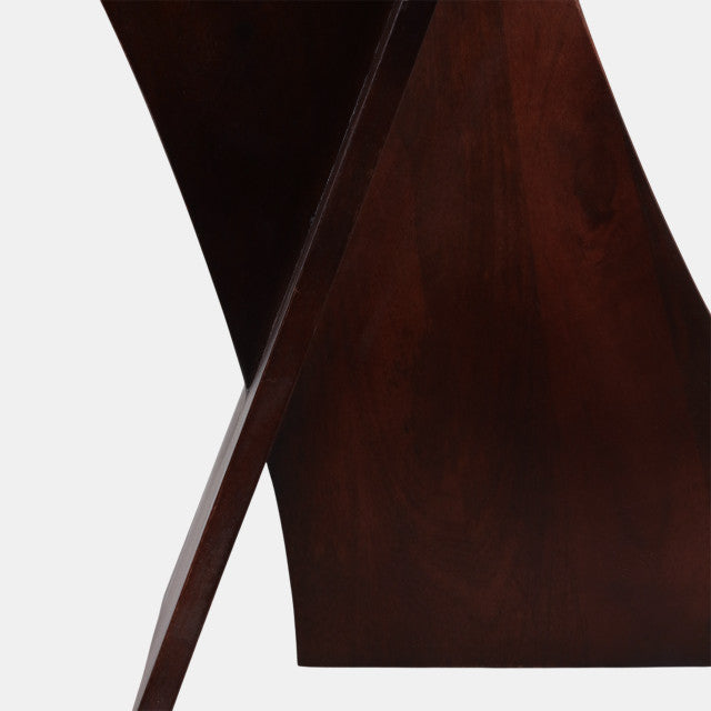 Criss Cross End Table, Espresso Acacia Wood w/ White Marble