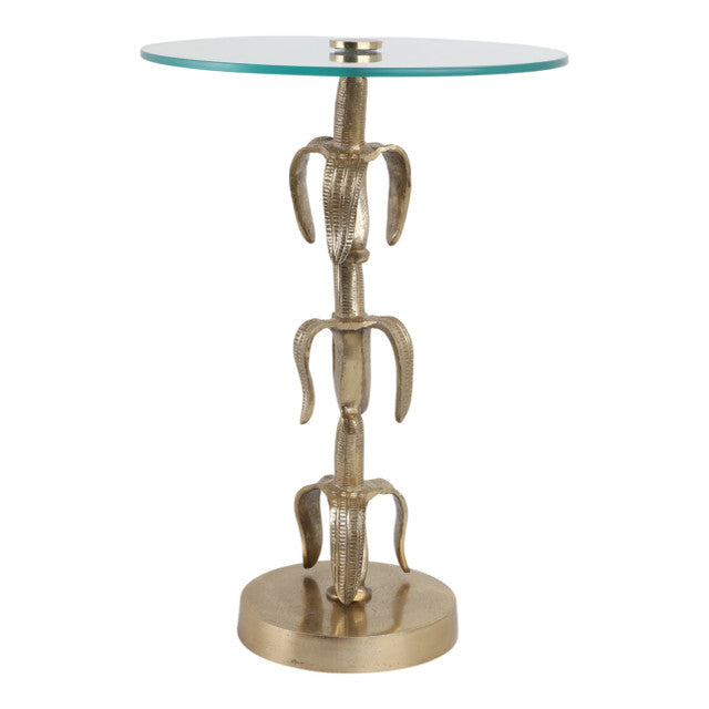 Bananas Side Table, Aluminum w/ Glass, Gold