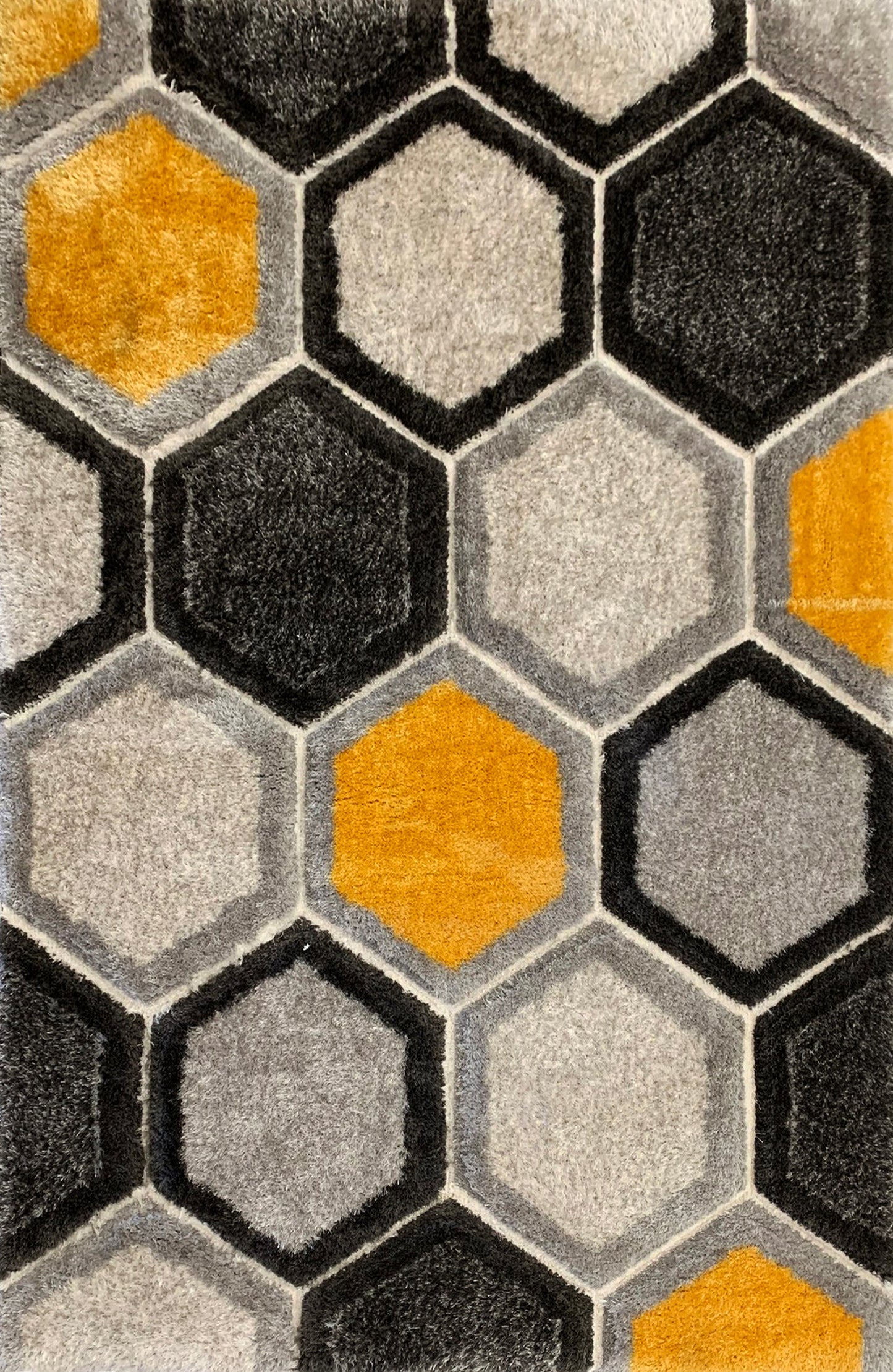 Sorrento 3D Honeycomb Nectar Shag Area Rug, Yellow