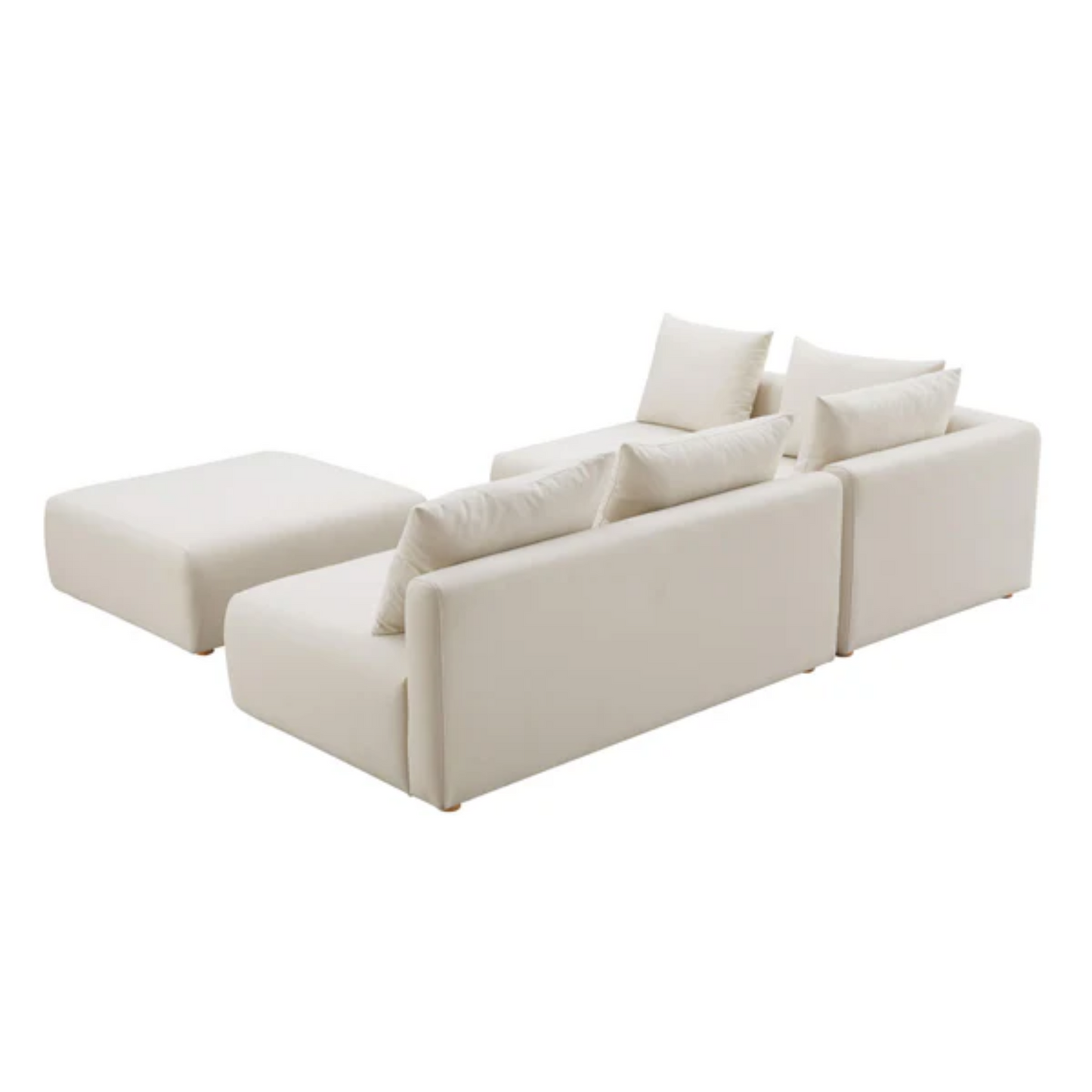 Seluna 4-Piece Linen L-Shaped Armless Modular Sectional, Cream