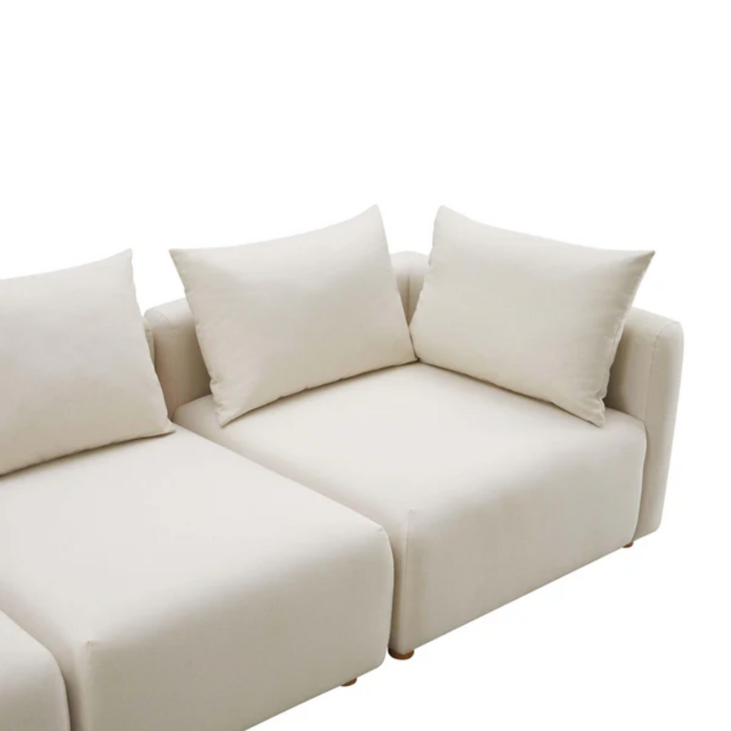 Seluna 4-Piece Linen L-Shaped Modular Sectional, Cream