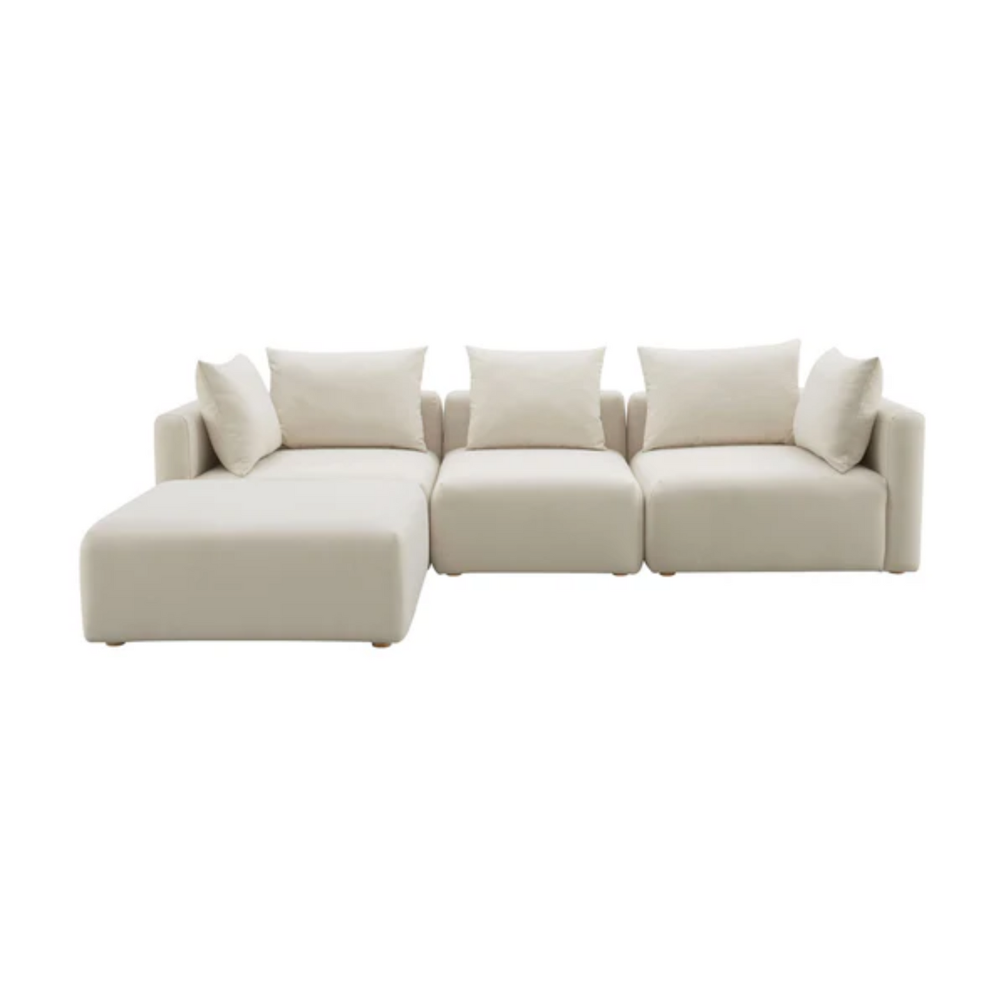 Seluna 4-Piece Linen L-Shaped Modular Sectional, Cream