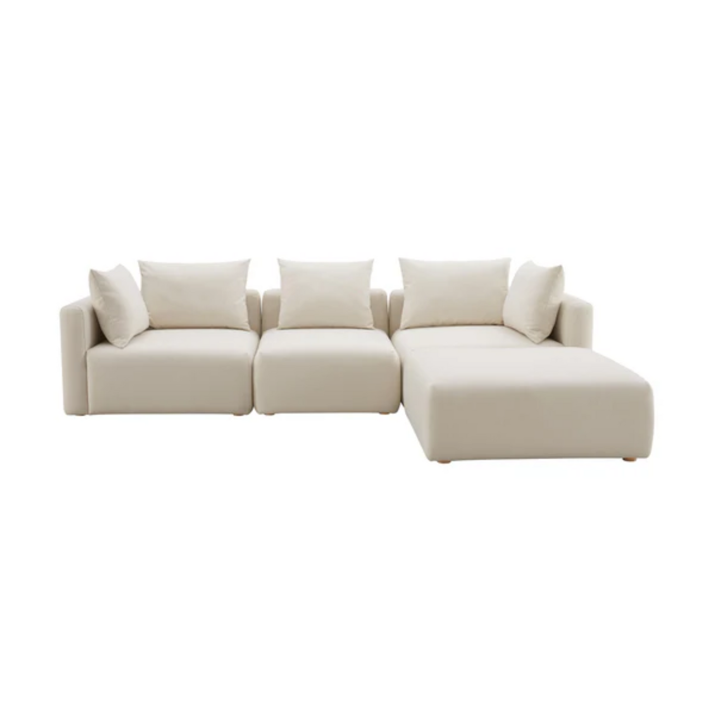 Seluna 4-Piece Linen L-Shaped Modular Sectional, Cream