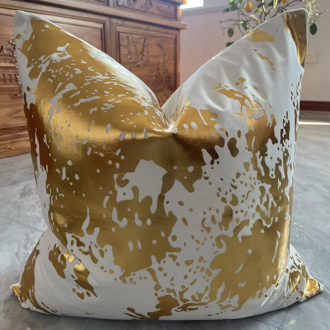 VIVA Metallic Velvet Throw Pillow w/ Down Feathers, Assorted Multicolor
