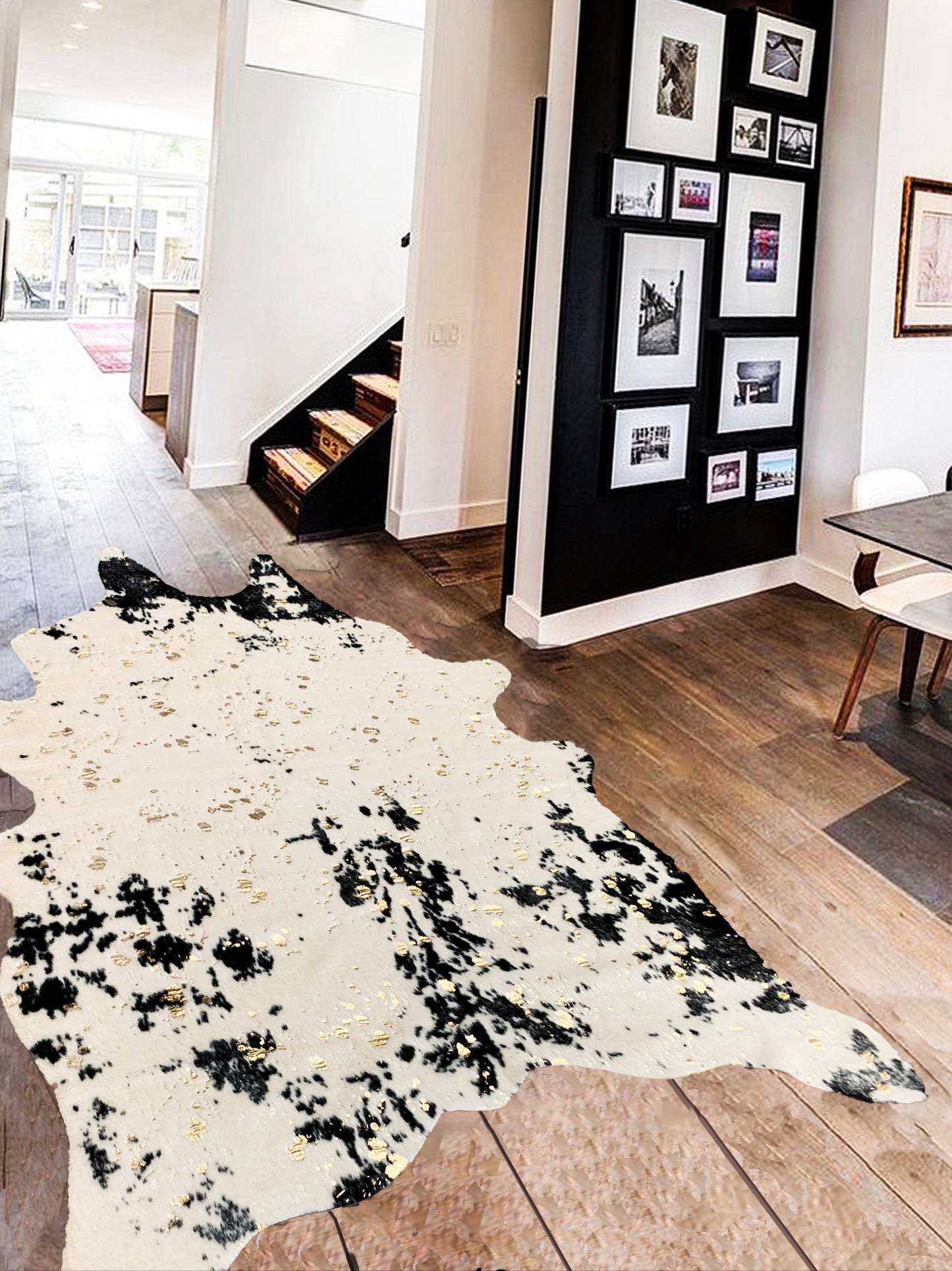 Modern Black Faux Fur Art Hide Metallic by Rug Factory Plus - Rug Factory Plus