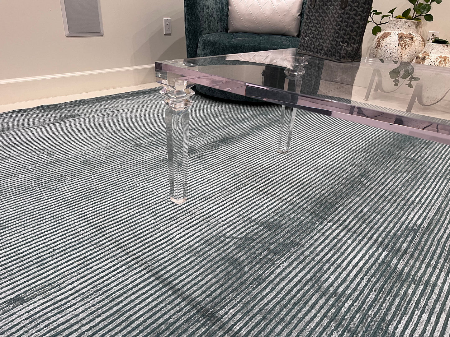 Finite Mosaics, Peacock Shimmer Area Rug, Blue & Teal