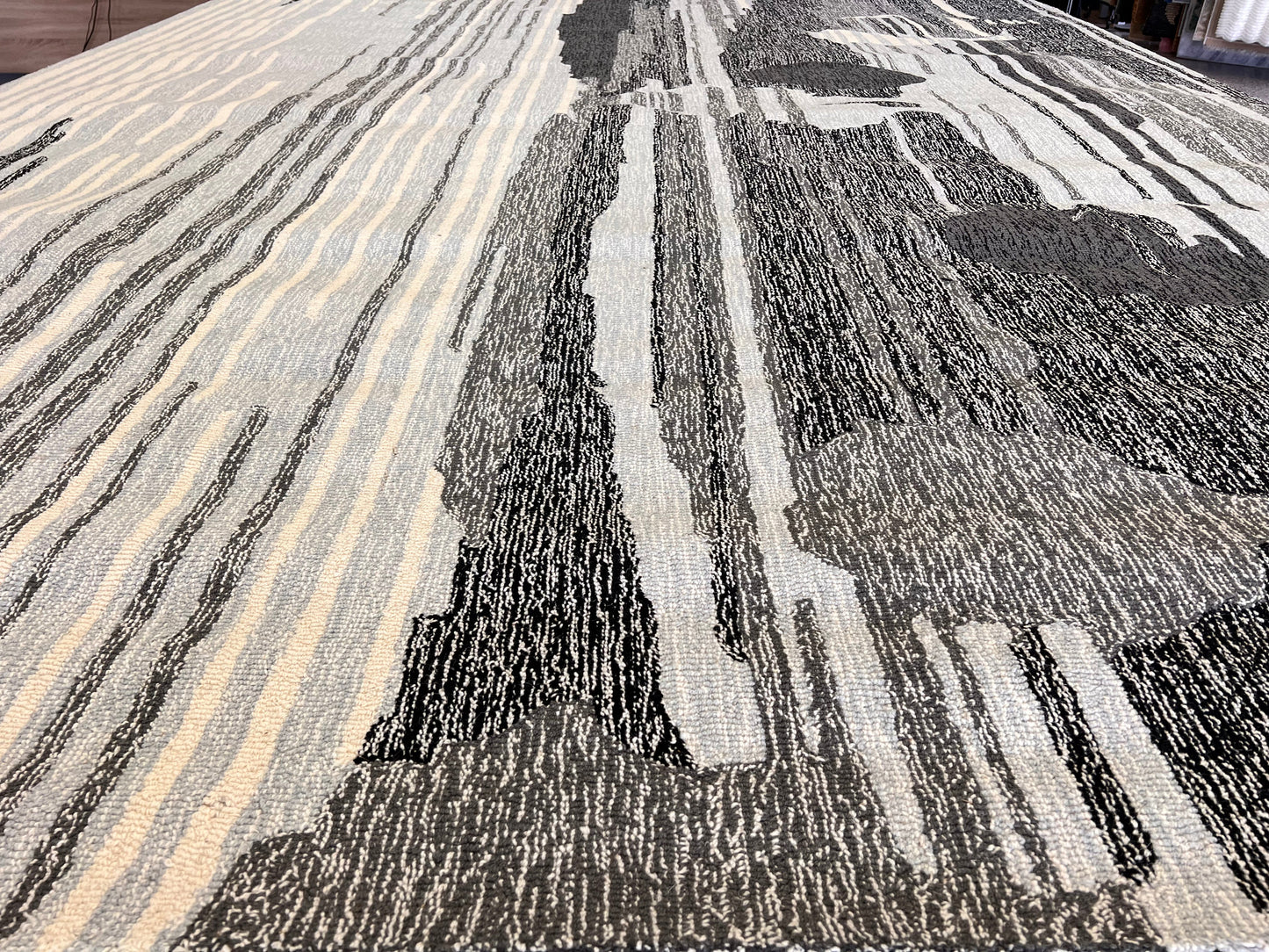 Finite Mosaics, Mysterious Plains Area Rug, Black & Ivory
