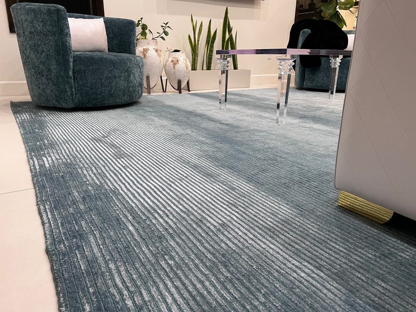 Finite Mosaics, Peacock Shimmer Area Rug, Blue & Teal