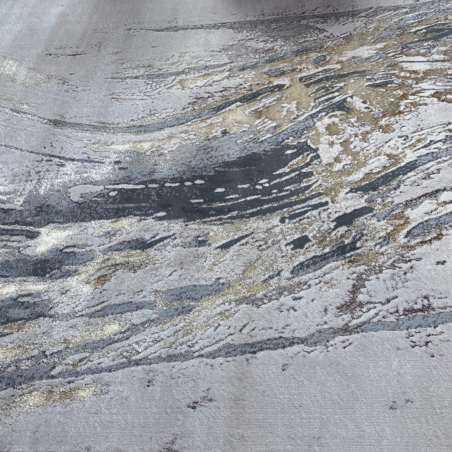 Maximus Time Rift Indoor | Outdoor Area Rug, Gold & Platinum