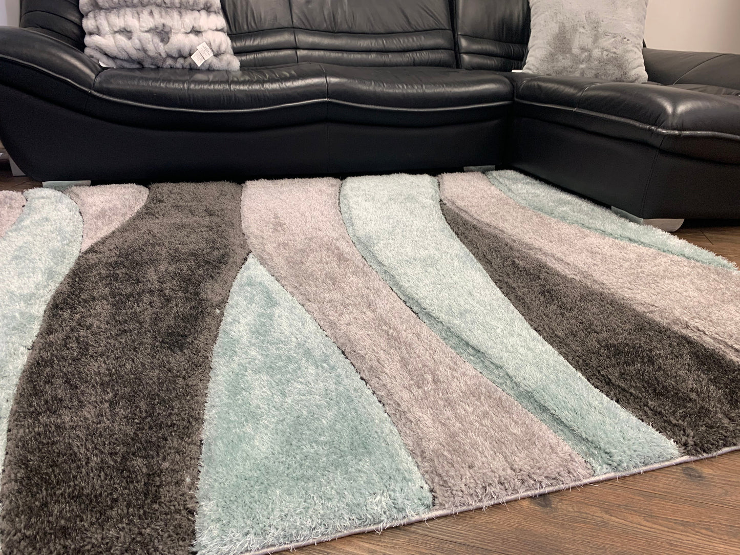 Sorrento 3D Stormy Currents Shag Area Rug, Gray