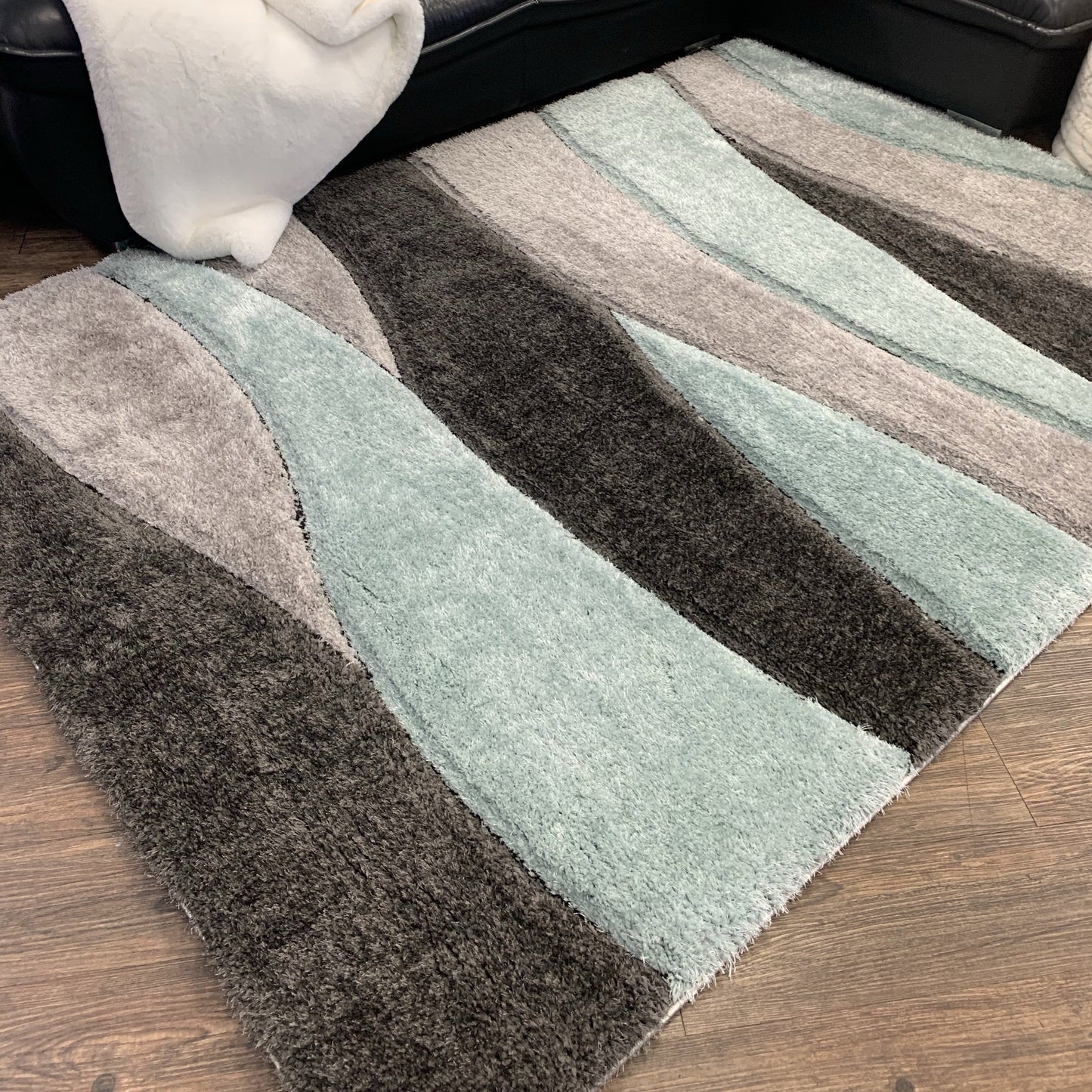 Sorrento 3D Stormy Currents Shag Area Rug, Gray