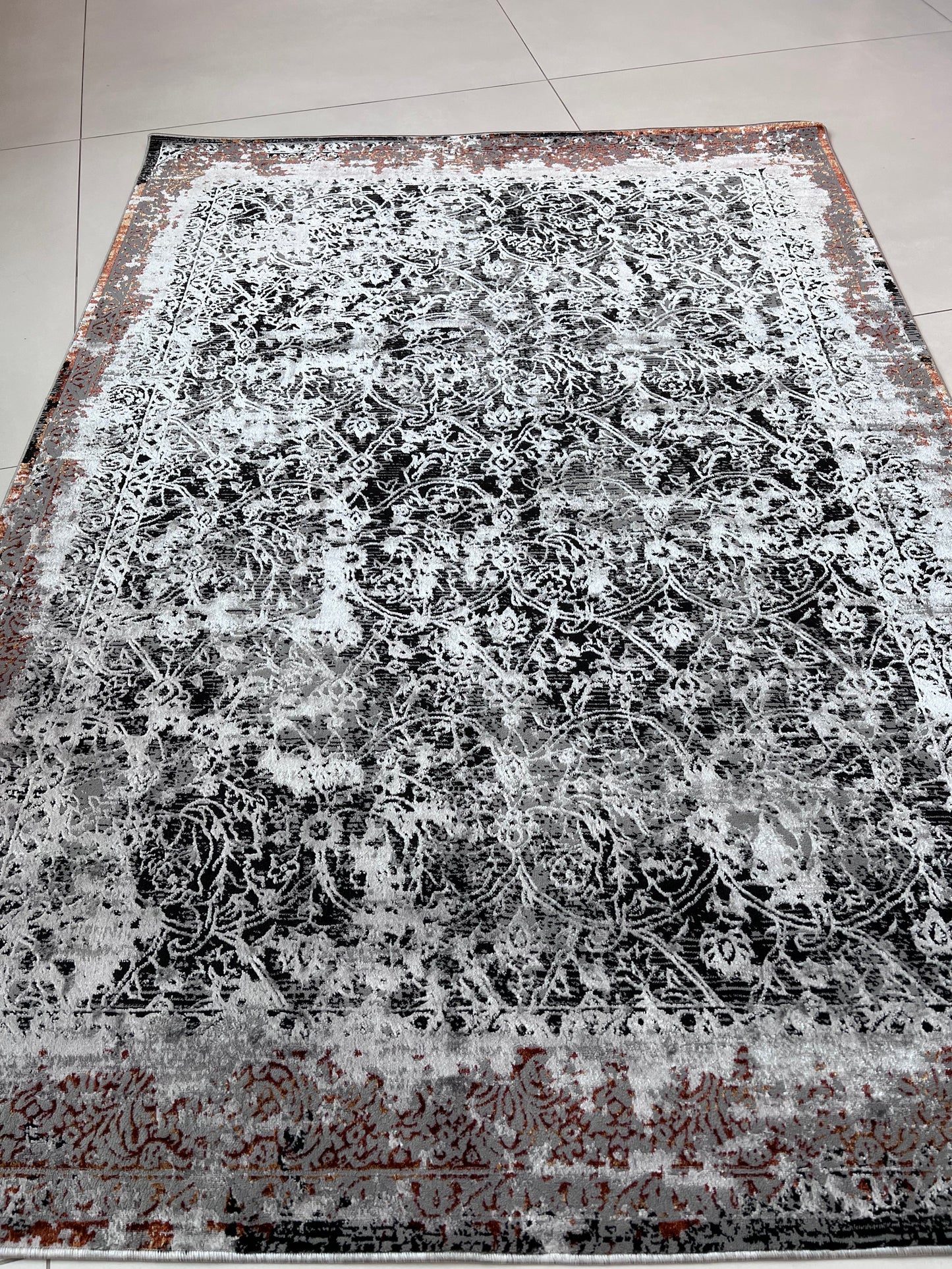 Devo Eroding Multiverse Area Rug, Platinum & Gray