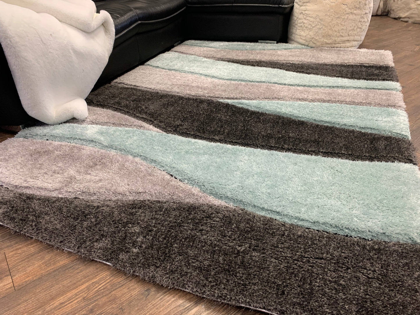 Sorrento 3D Stormy Currents Shag Area Rug, Gray