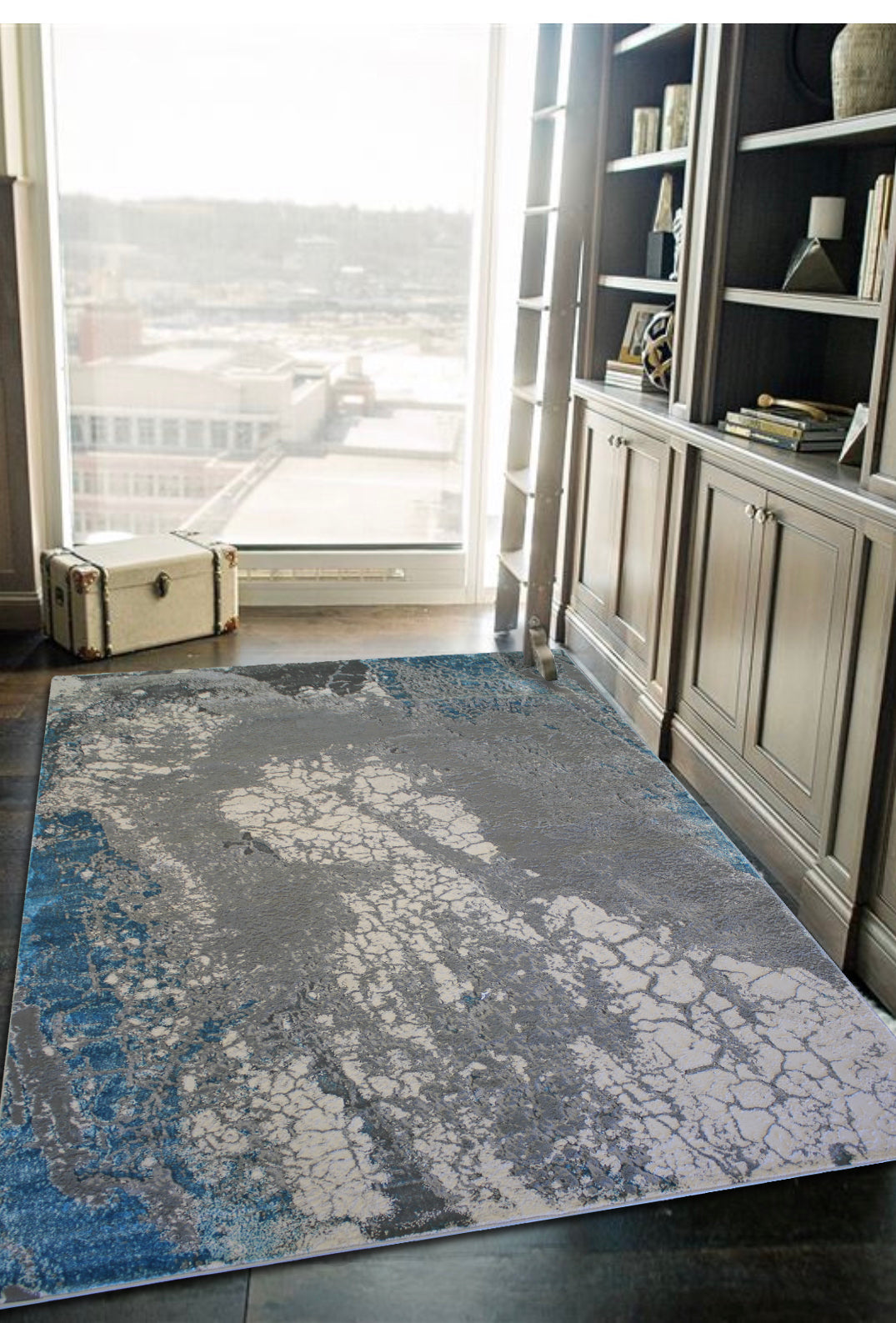 Maximus Ebb and Flow Indoor | Outdoor Area Rug, Blue & Platinum
