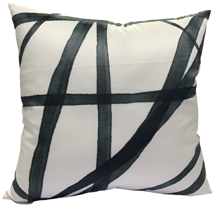 VIVA DigiPrint Velvet Throw Pillow, White & Black