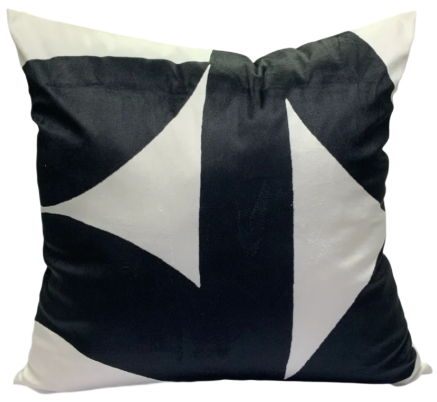 VIVA DigiPrint Velvet Throw Pillow, White & Black