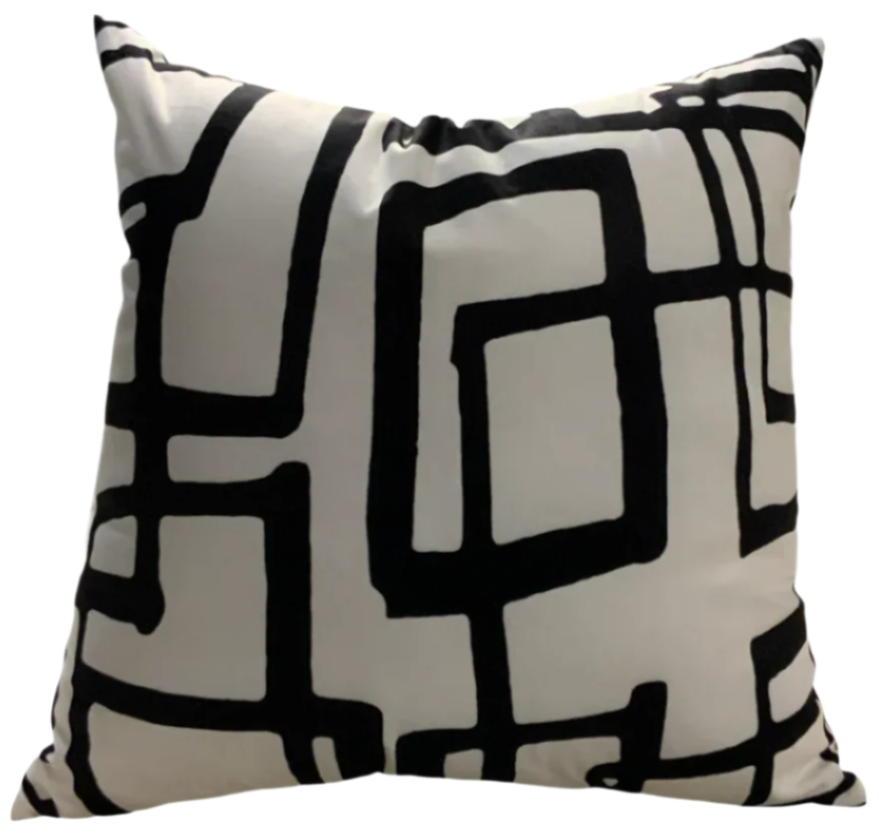 VIVA DigiPrint Velvet Throw Pillow, White & Black