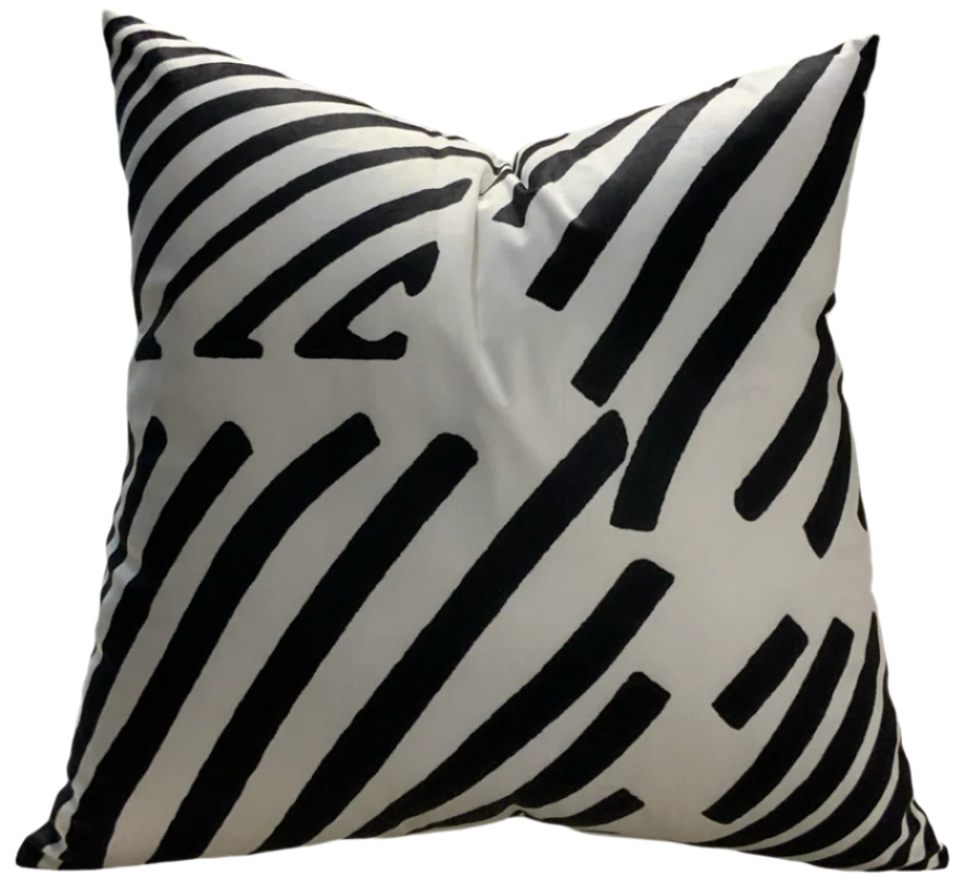 VIVA DigiPrint Velvet Throw Pillow, White & Black