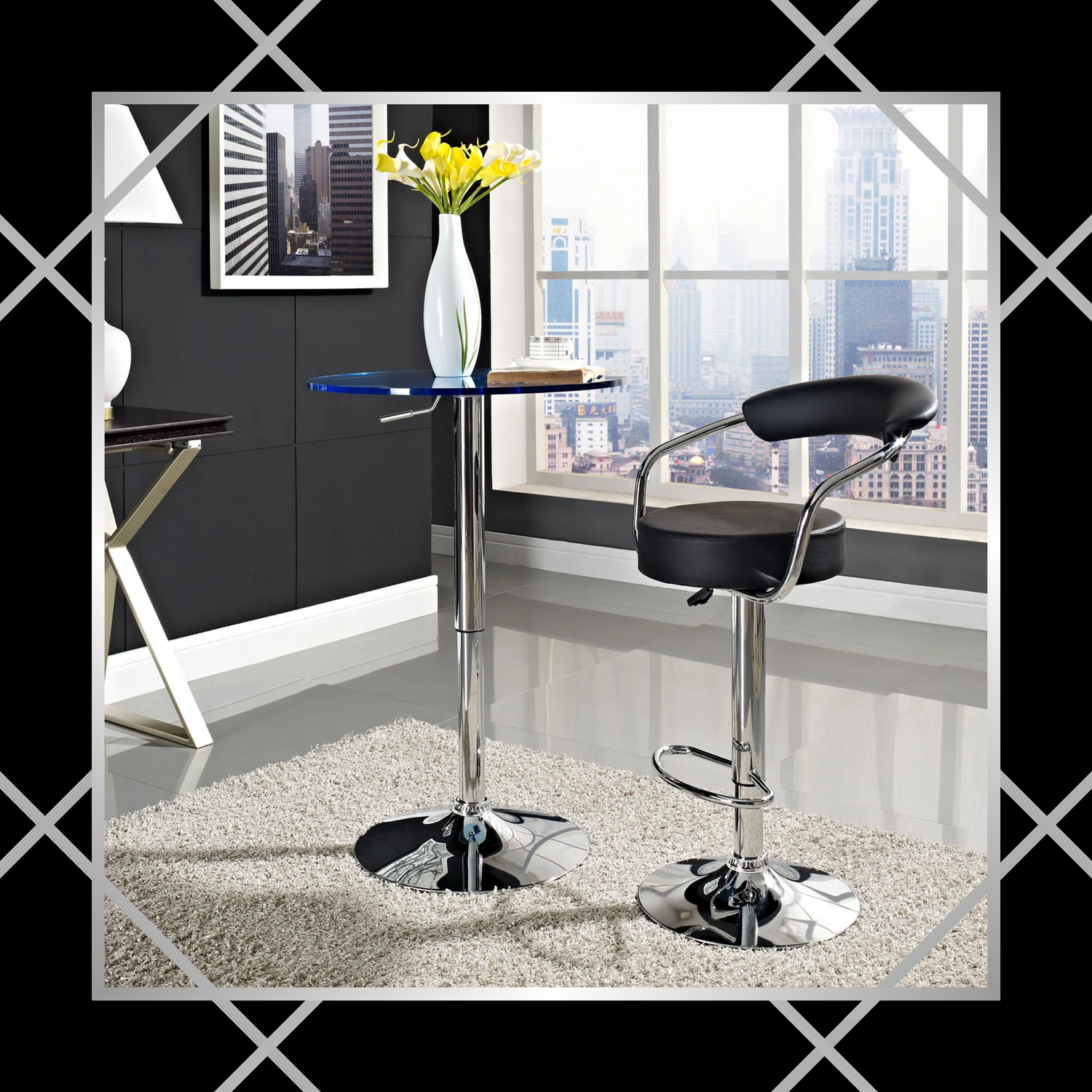 Bar Stools:  Designed for use with bar-height tables or surfaces, our Bar Stools come in a variety of styles, materials, and finishes to suit your taste and decor.