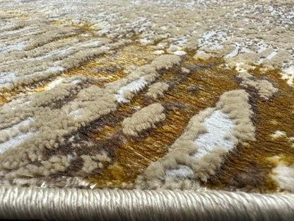 Maximus Harmonic Aura Indoor | Outdoor Area Rug, Beige & Gold