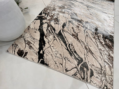 Biv Overflow Indoor | Outdoor Area Rug, Beige & Silver