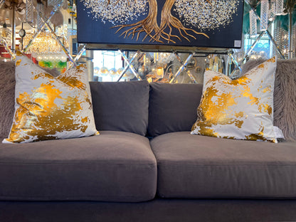 VIVA Metallic Velvet Throw Pillow w/ Down Feathers, Assorted Multicolor
