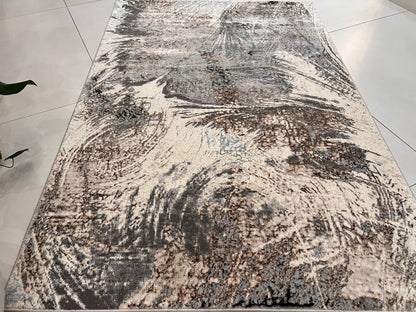 Biv Whiskers Indoor | Outdoor Area Rug, Gray & Silver