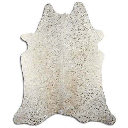 Authentic Leather Hides, Cowhide Area Rug, White & Metallic Gold