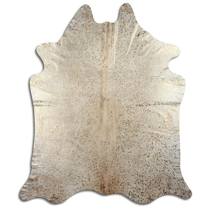 Authentic Leather Hides, Cowhide Area Rug, White & Metallic Gold