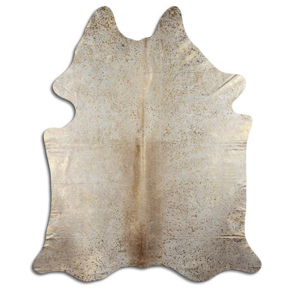 Authentic Leather Hides, Cowhide Area Rug, White & Metallic Gold