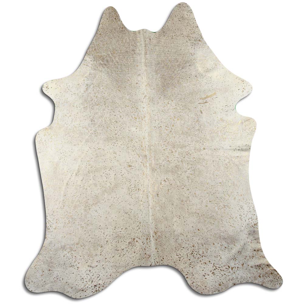 Authentic Leather Hides, Cowhide Area Rug, White & Metallic Gold