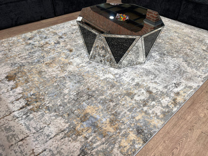 Devo Dematerialize Area Rug, Platinum & Earth