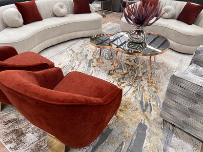 Maximus Time Rift Indoor | Outdoor Area Rug, Gold & Platinum