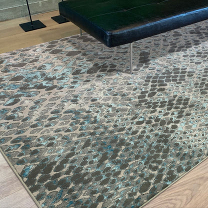 Maximus Icy Scales Indoor | Outdoor Area Rug, Blue & Platinum