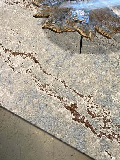 Maximus Fissure Patina Indoor | Outdoor Area Rug, Silver & Platinum