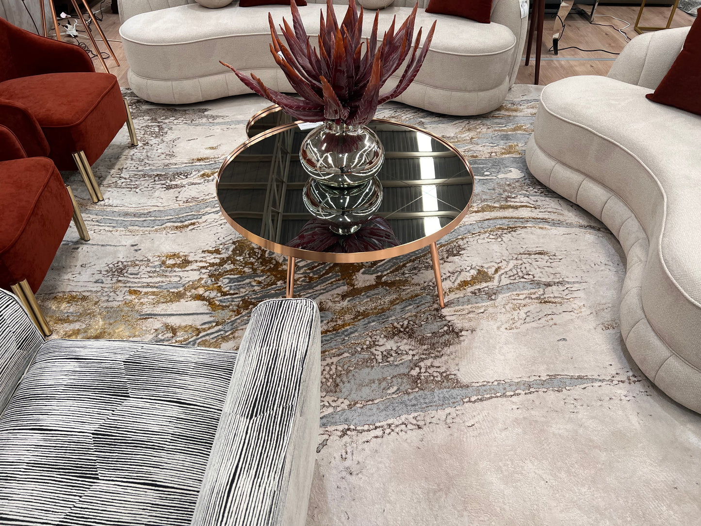 Maximus Time Rift Indoor | Outdoor Area Rug, Gold & Platinum