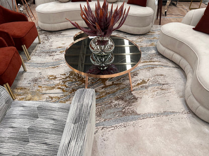 Maximus Time Rift Indoor | Outdoor Area Rug, Gold & Platinum