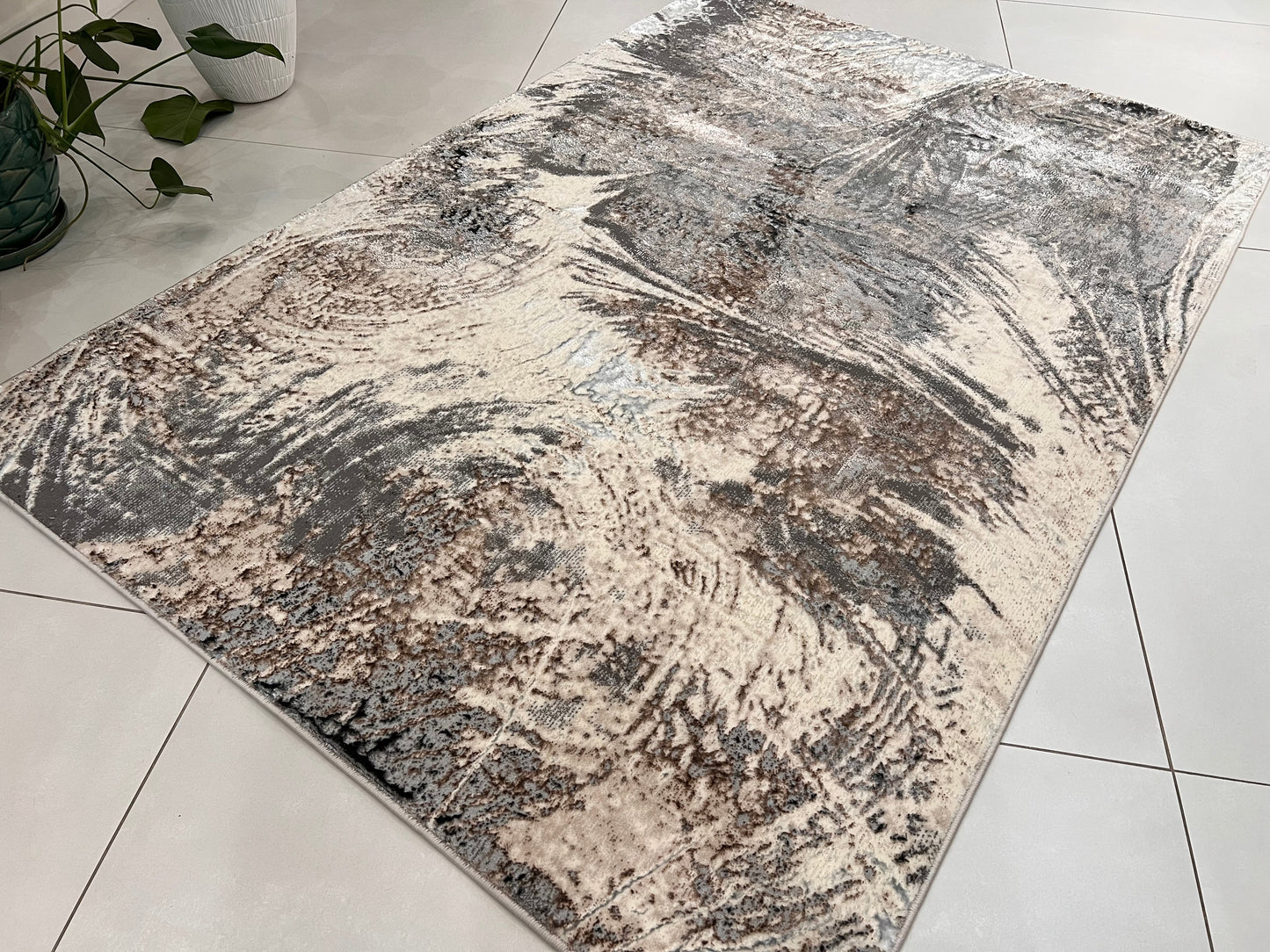 Biv Whiskers Indoor | Outdoor Area Rug, Gray & Silver