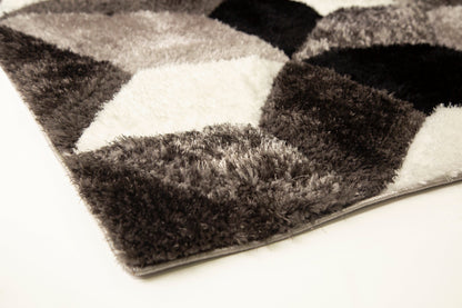 Sorrento 3D Starstruck Shag Area Rug, Grayscale