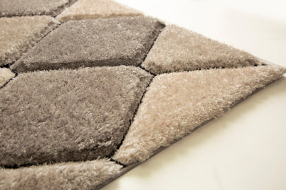 Sorrento 3D Lattice Link Shag Area Rug, Silver