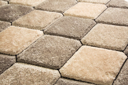 Sorrento 3D Lattice Link Shag Area Rug, Silver