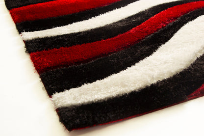 Sorrento 3D Crimson Wave Shag Area Rug, Red