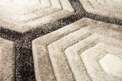 Sorrento 3D Honeycomb Shield Shag Area Rug, Silver