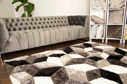 Sorrento 3D Starstruck Shag Area Rug, Grayscale