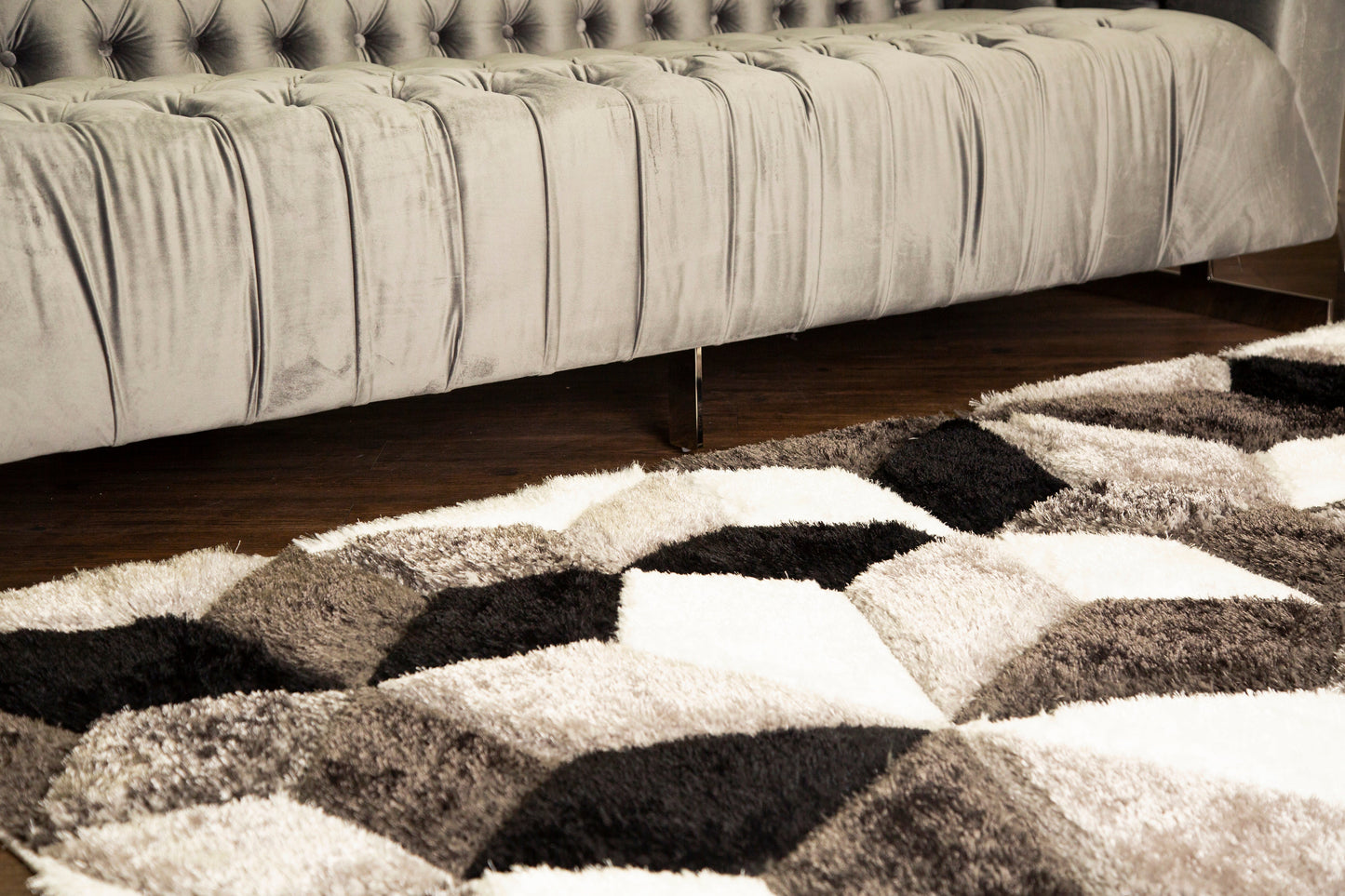 Sorrento 3D Starstruck Shag Area Rug, Grayscale
