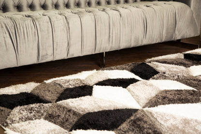 Sorrento 3D Starstruck Shag Area Rug, Grayscale